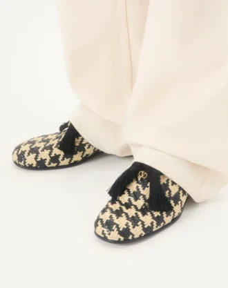 Sapatos Derby Mj Blues em tecido de couro com padrão houndstooth