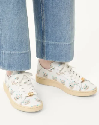 Ténis Royco em pele de bezerro napa com motivo Le Chat De La Maison